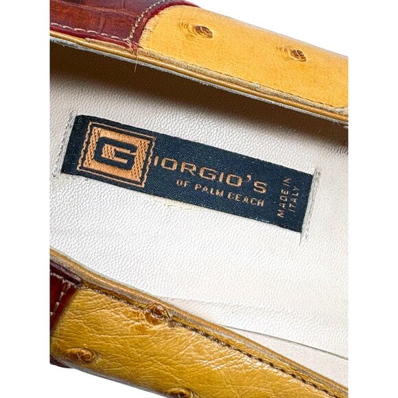 Giorgio's of Palm Beach Ostrich with Embossed Leather Kitten Heel Pumps - Picture 2 of 12